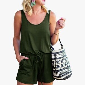 Army green shorts romper